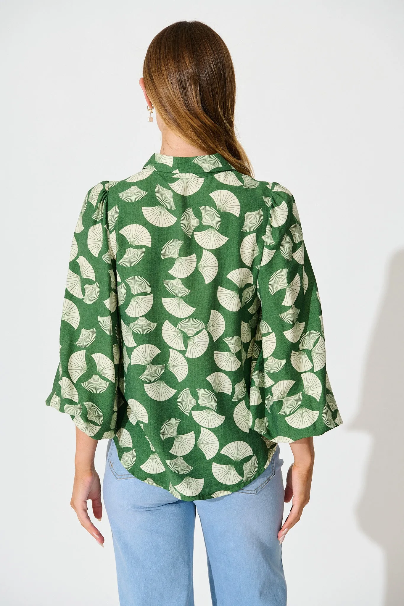 Keegan Shirt in Green with White Print sold by St Frock product image thumbnail 3