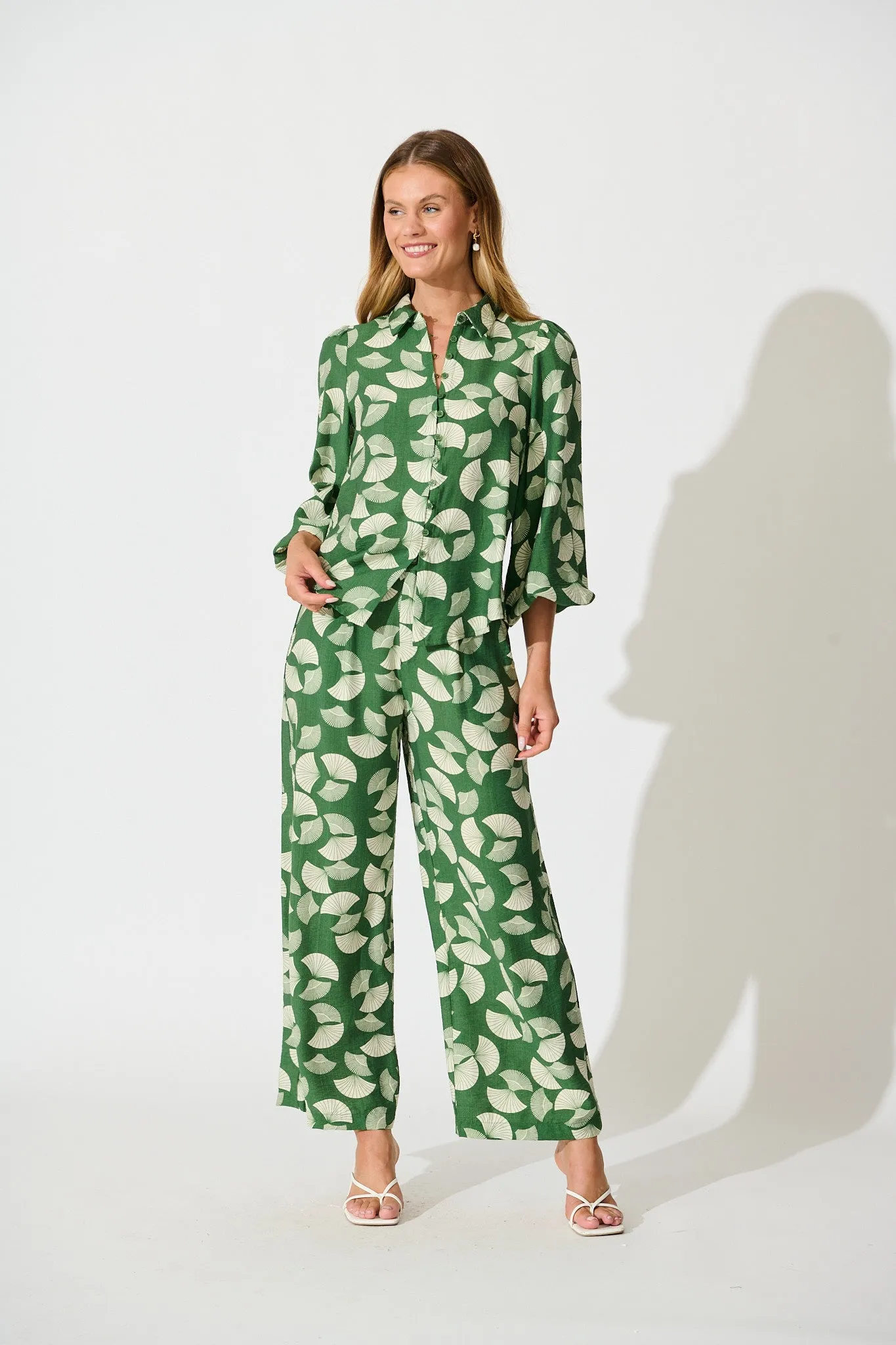 Keegan Shirt in Green with White Print sold by St Frock product image thumbnail 5