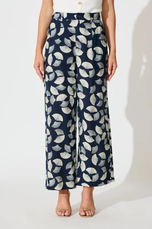 Dante Pant in Navy with White Print sold by St Frock
