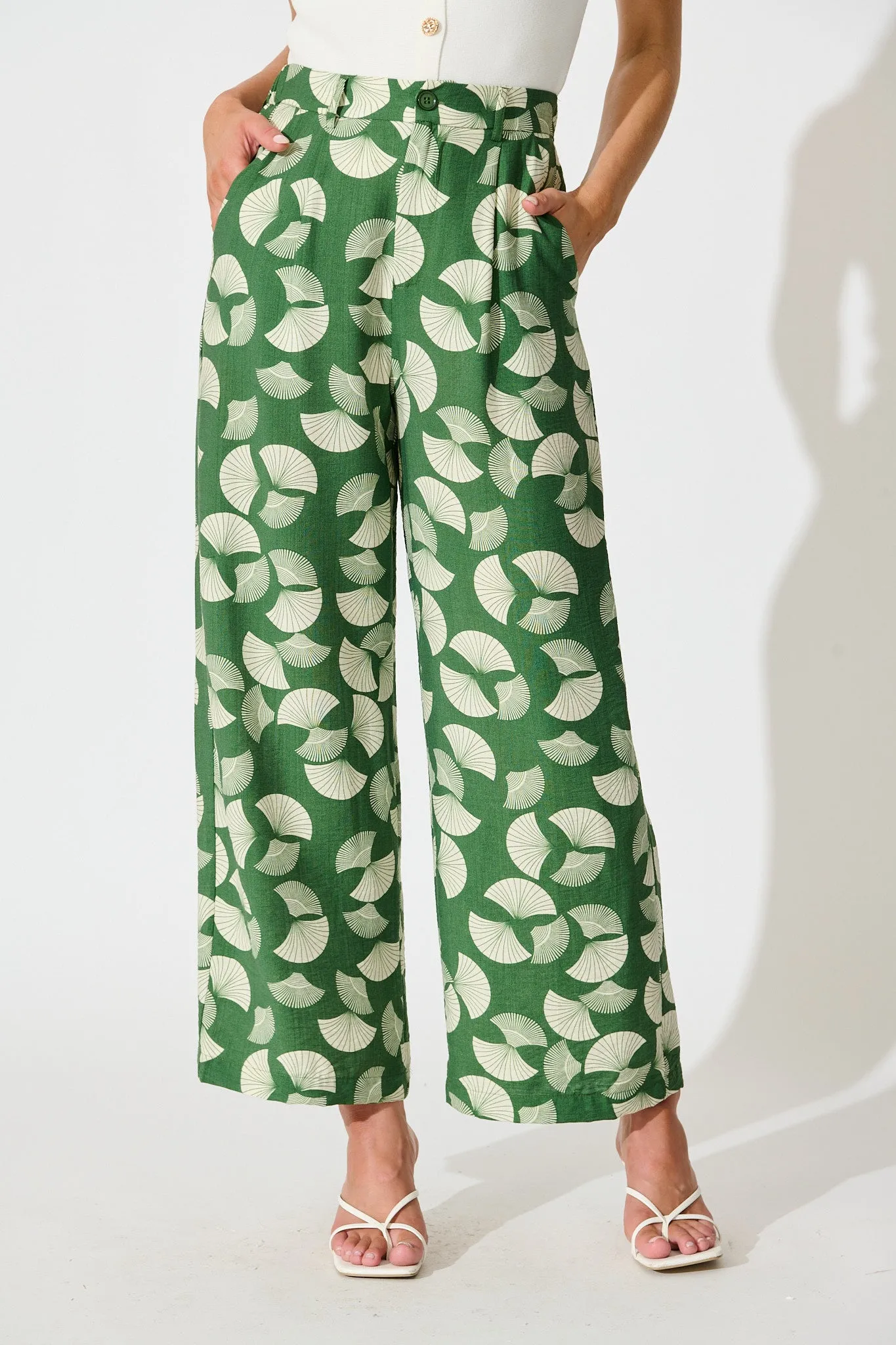 Dante Pant in Green with White Print sold by St Frock