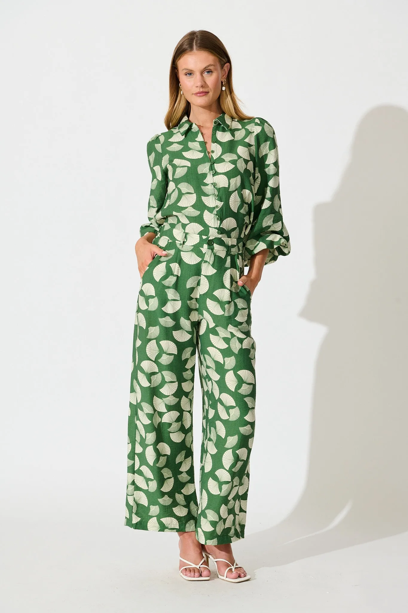 Dante Pant in Green with White Print sold by St Frock product image thumbnail 5