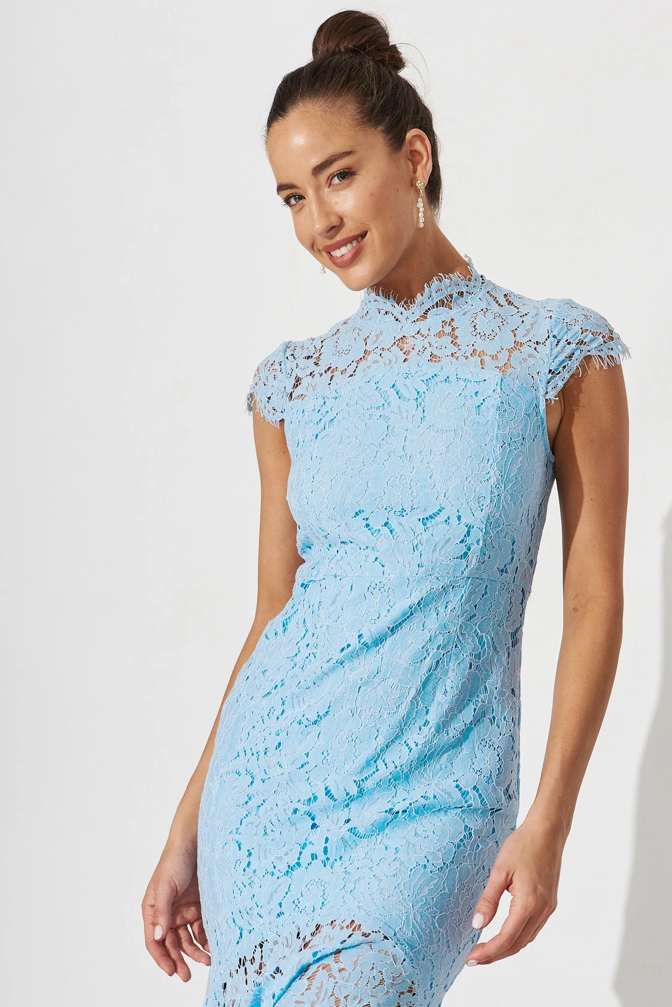 Emilise Midi Dress In Sky Blue Lace sold by St Frock product image thumbnail 3