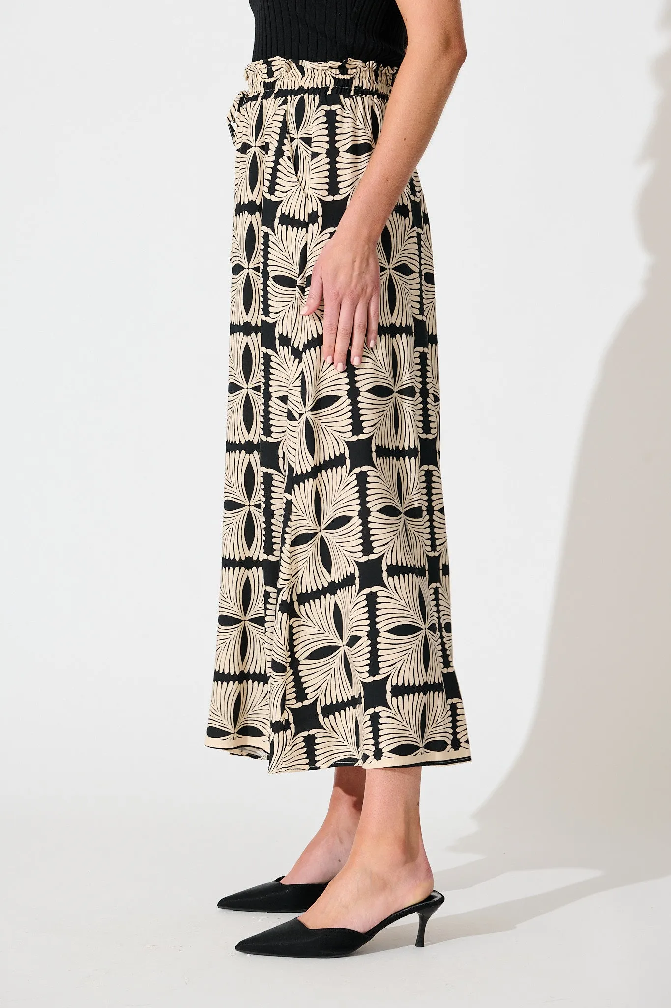 Mariah Petite Pant in Cream with Black Tile Print sold by St Frock product image thumbnail 2