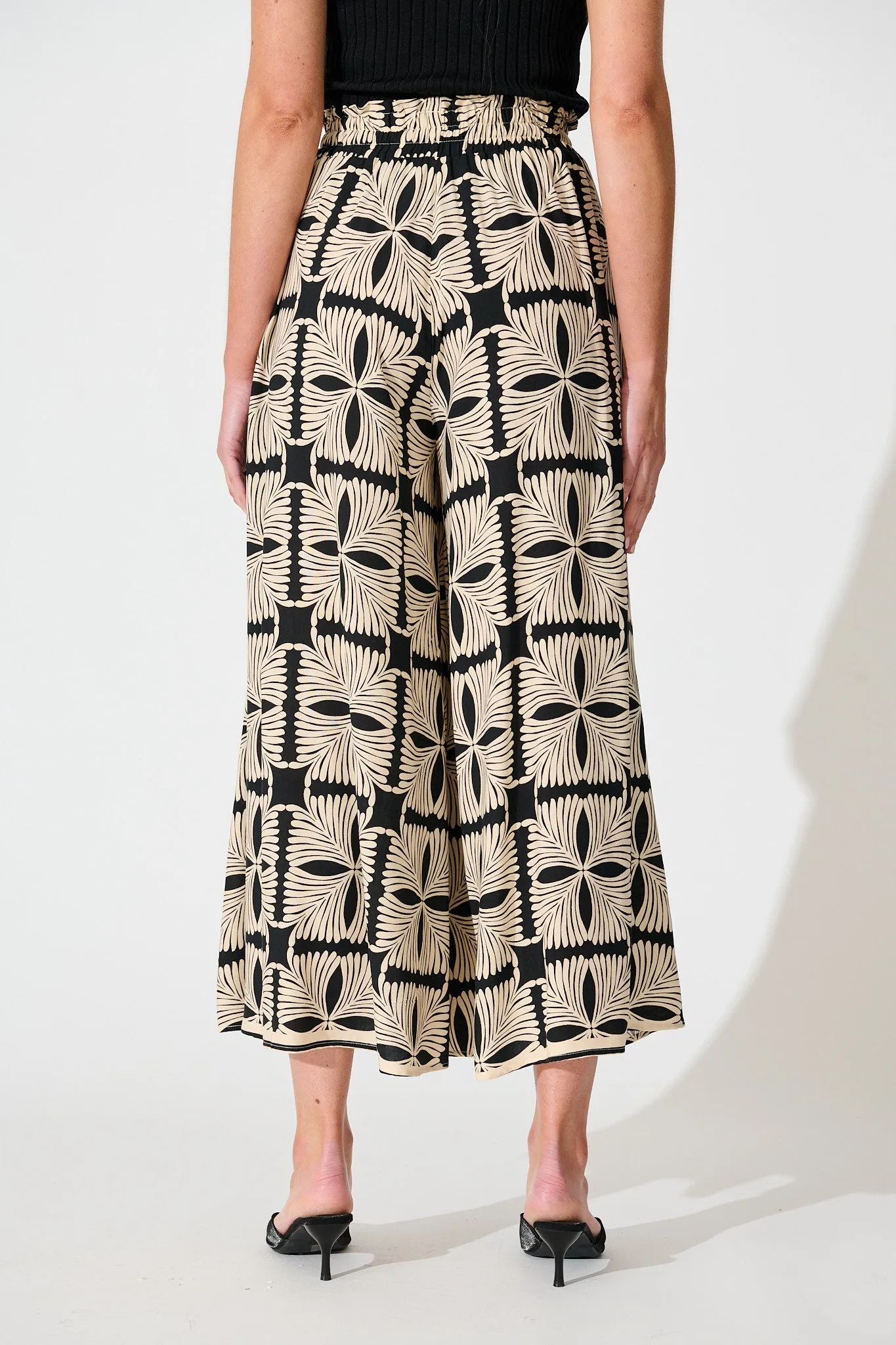 Mariah Petite Pant in Cream with Black Tile Print sold by St Frock product image thumbnail 3