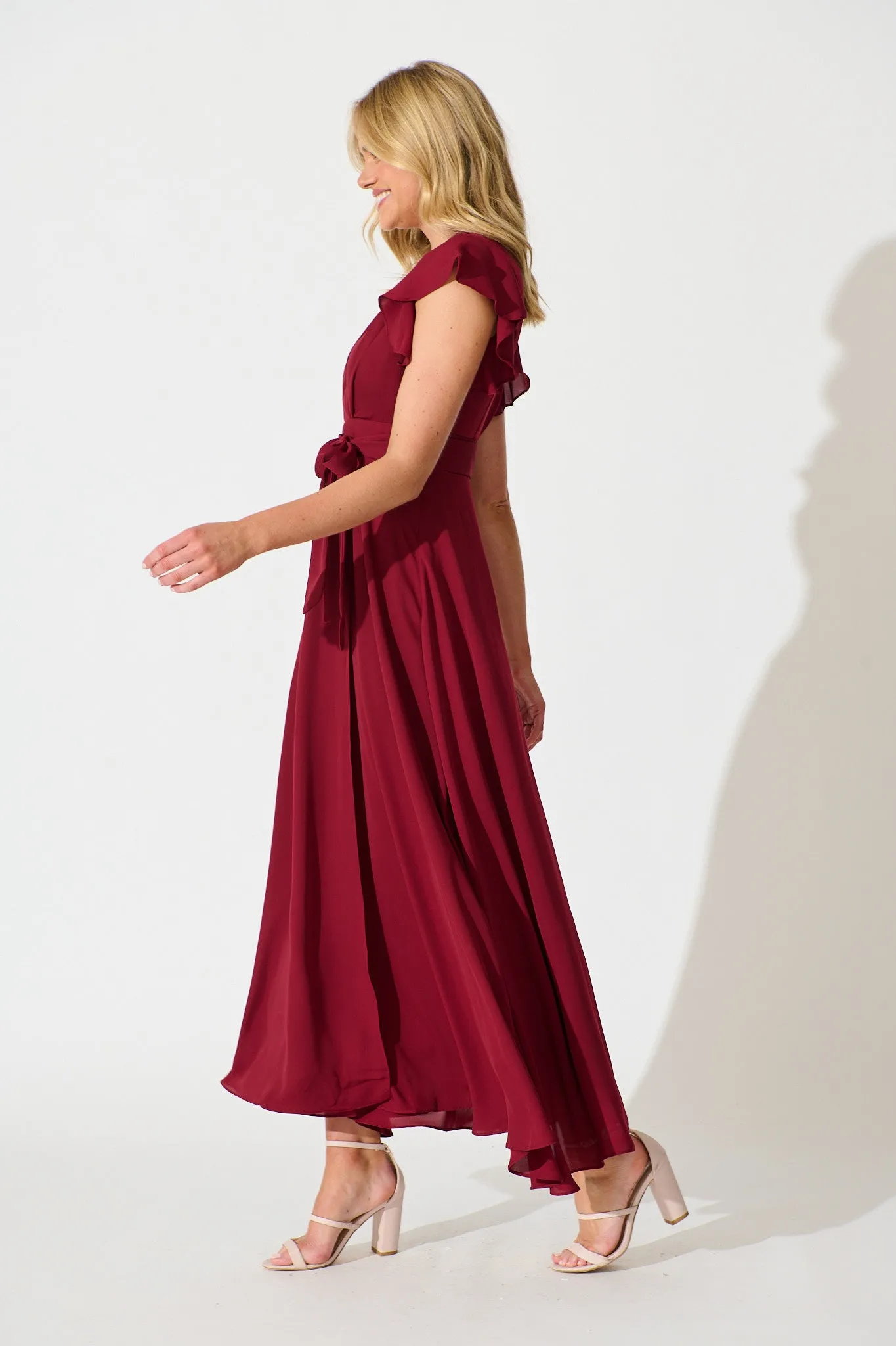 Wynter Maxi Dress in Wine Chiffon sold by St Frock product image thumbnail 3