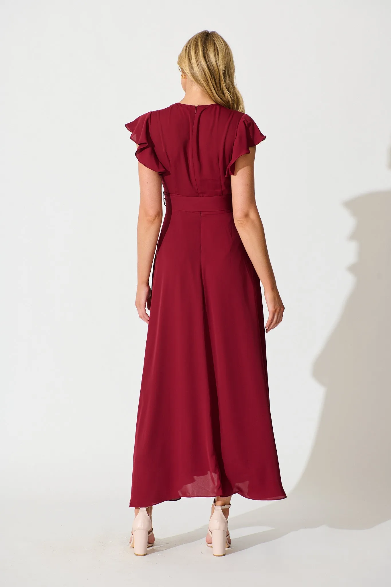Wynter Maxi Dress in Wine Chiffon sold by St Frock product image thumbnail 4