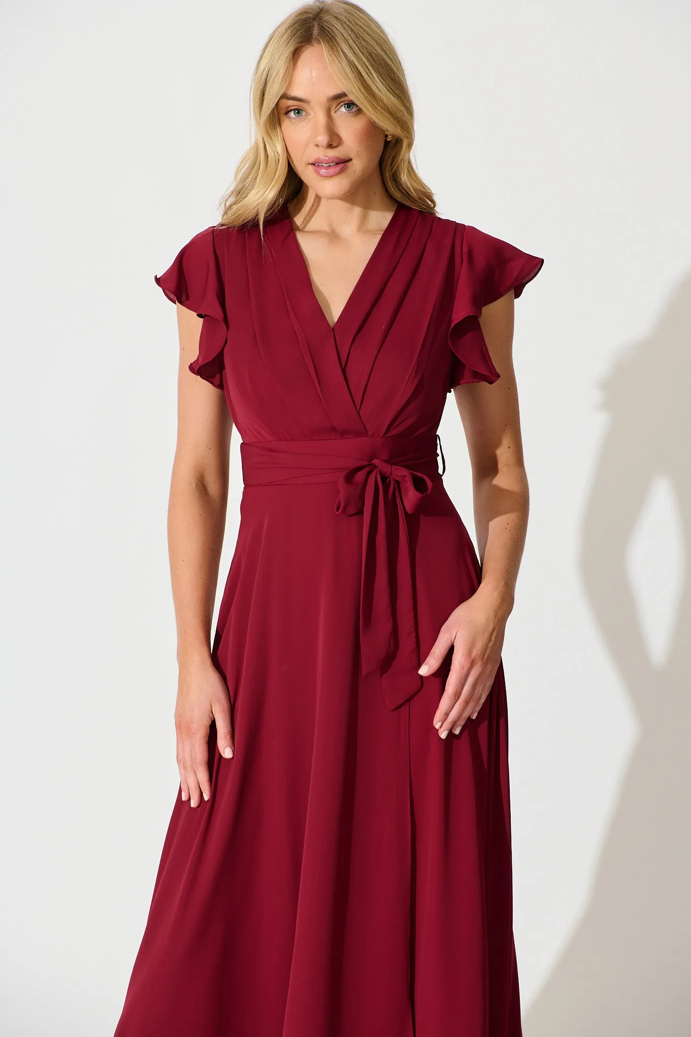 Wynter Maxi Dress in Wine Chiffon sold by St Frock product image thumbnail 2