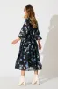 Beeblossom Midi Dress in Black Base Floral sold by St Frock