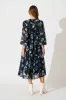 Beeblossom Midi Dress in Black Base Floral sold by St Frock