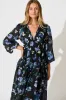 Beeblossom Midi Dress in Black Base Floral sold by St Frock