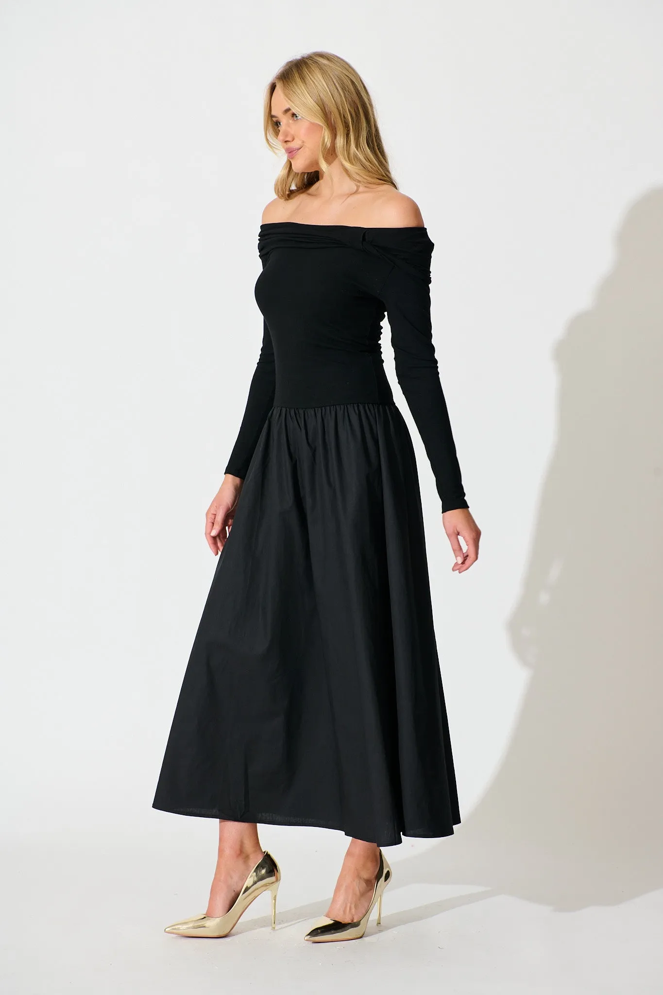Endless Desire Off Shoulder Maxi Dress in Black sold by St Frock product image thumbnail 3