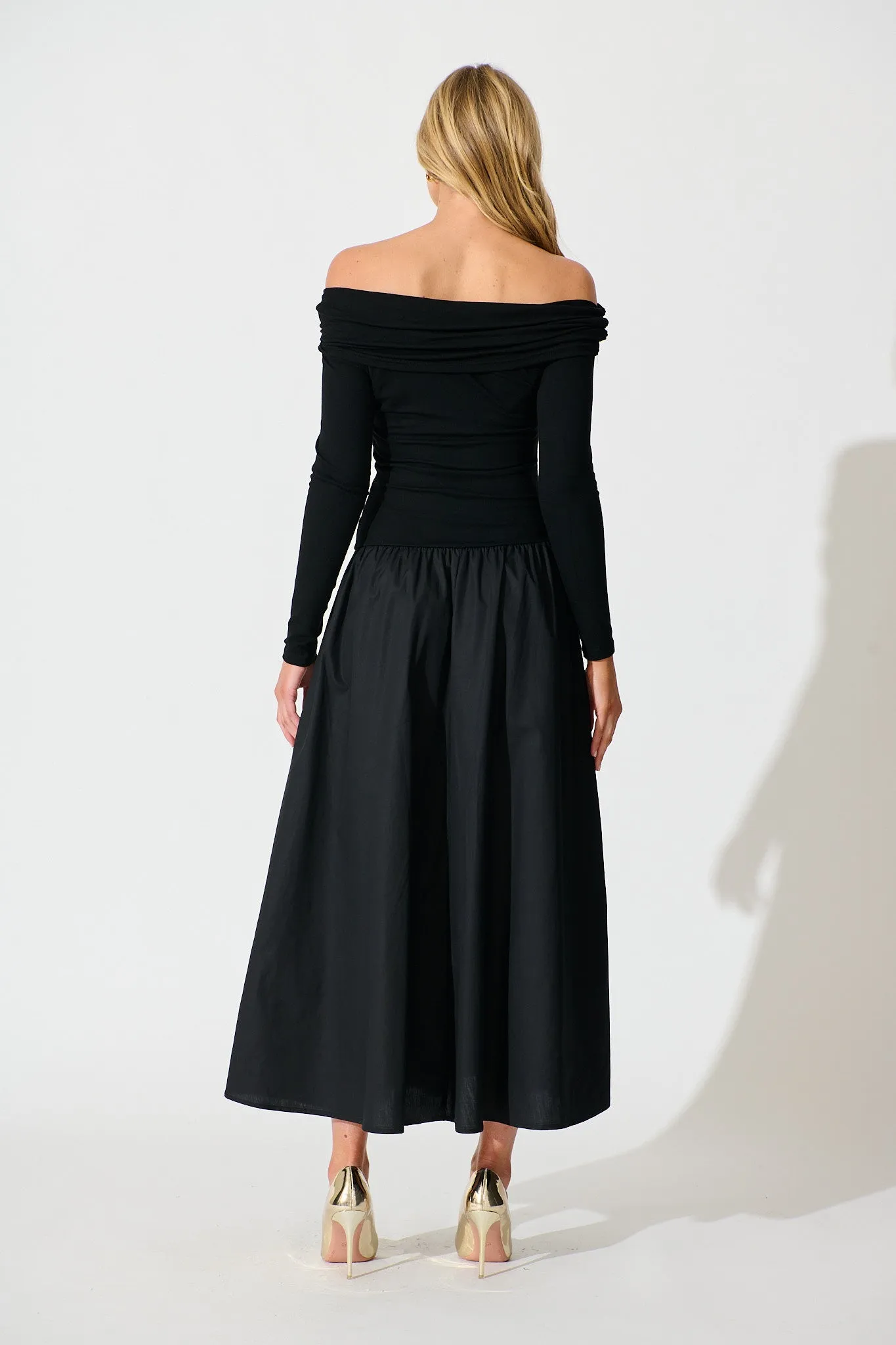 Endless Desire Off Shoulder Maxi Dress in Black sold by St Frock product image thumbnail 4