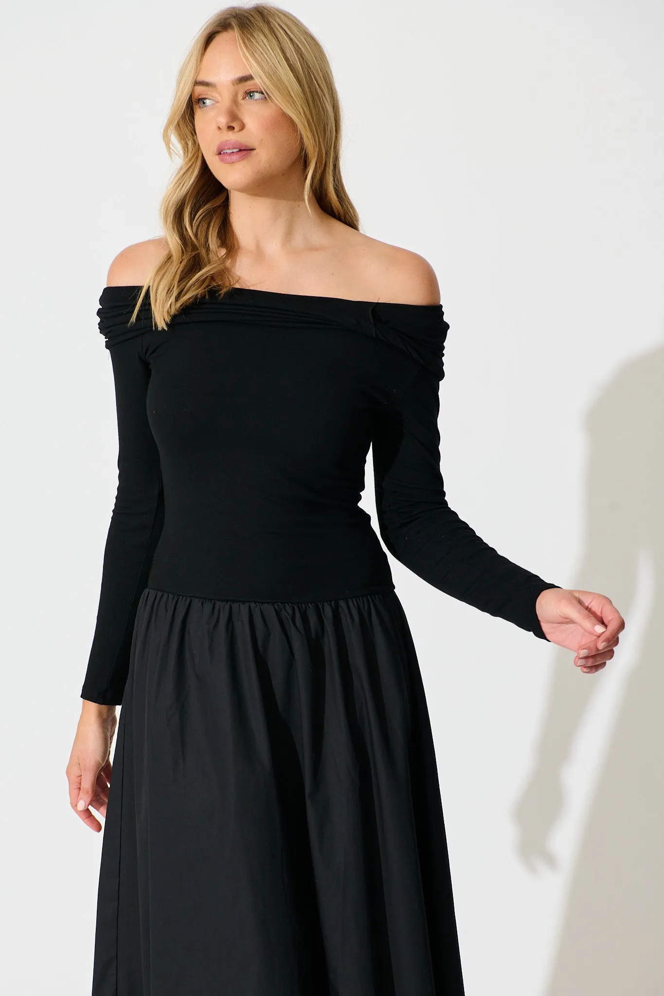 Endless Desire Off Shoulder Maxi Dress in Black sold by St Frock product image thumbnail 2