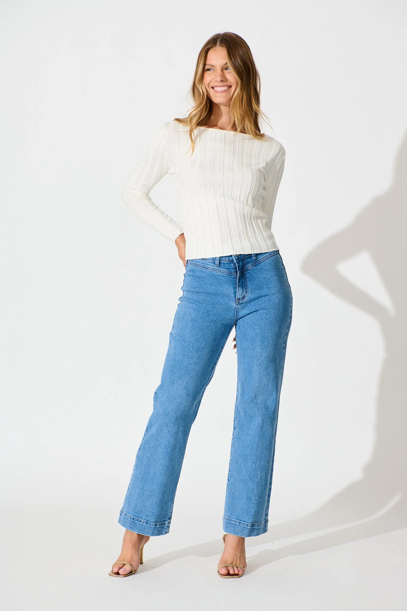 Echoes Knit Top in White sold by St Frock product image thumbnail 4