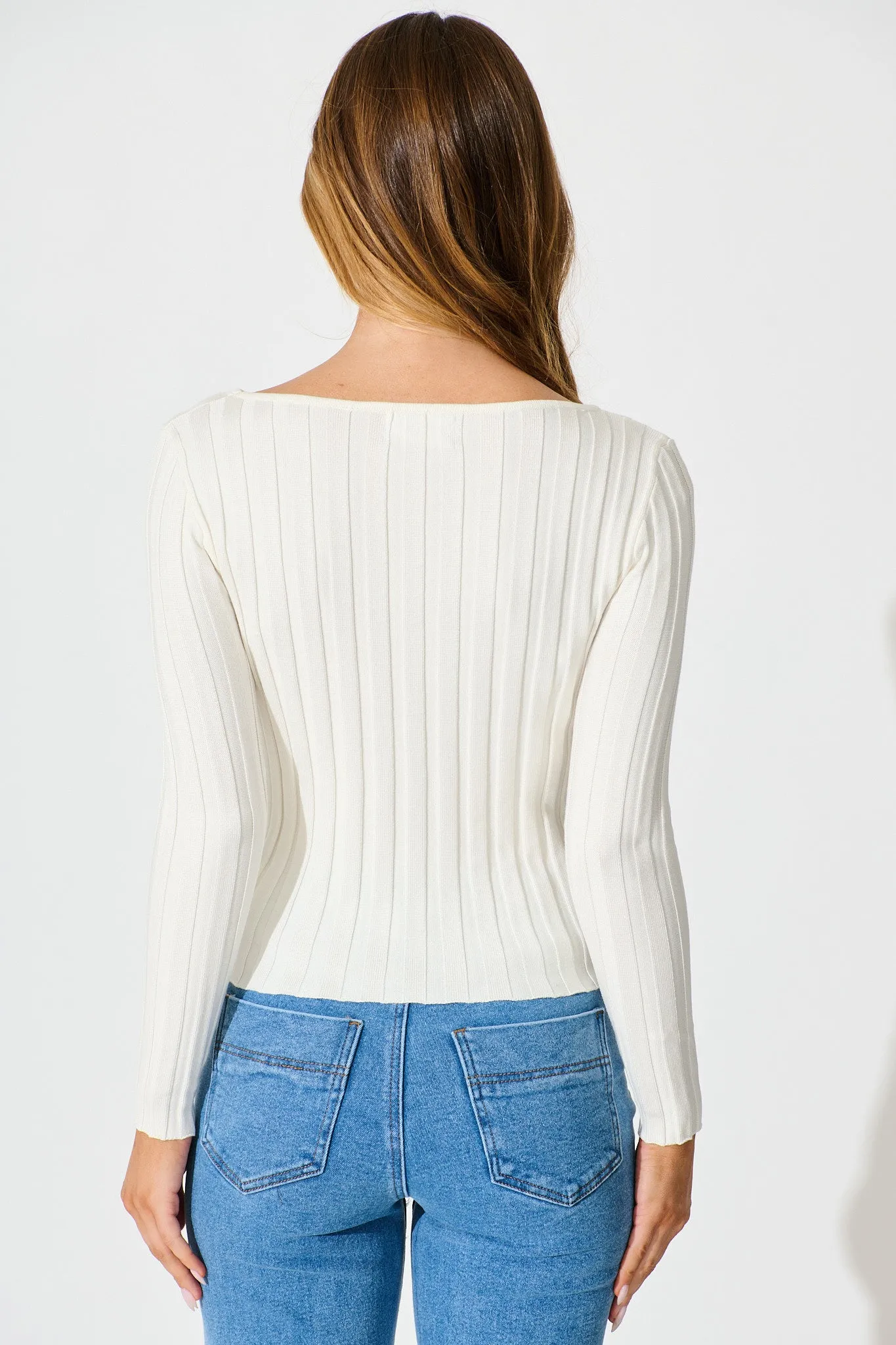 Echoes Knit Top in White sold by St Frock product image thumbnail 3