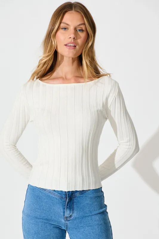 Echoes Knit Top in White sold by St Frock