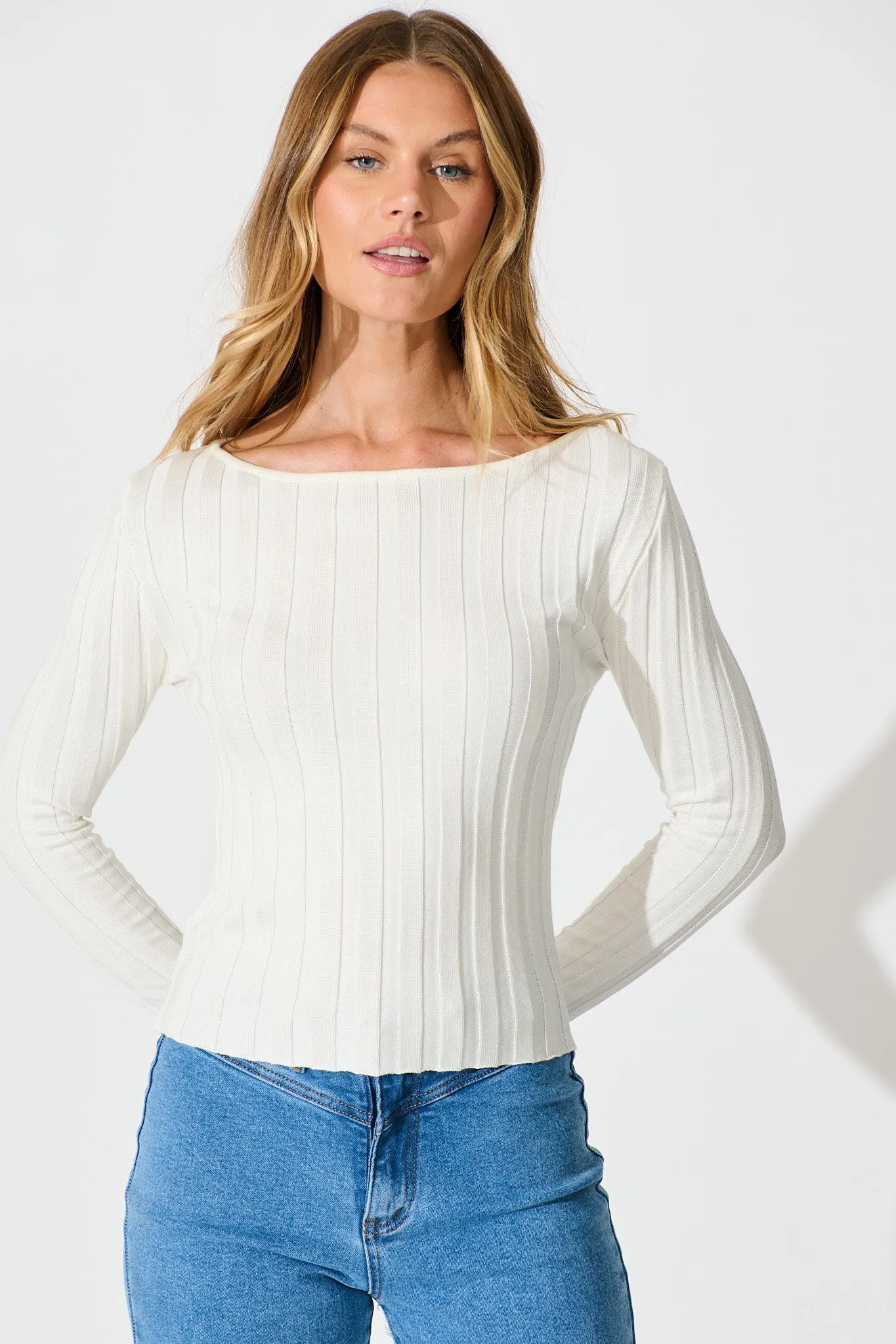 Echoes Knit Top in White sold by St Frock