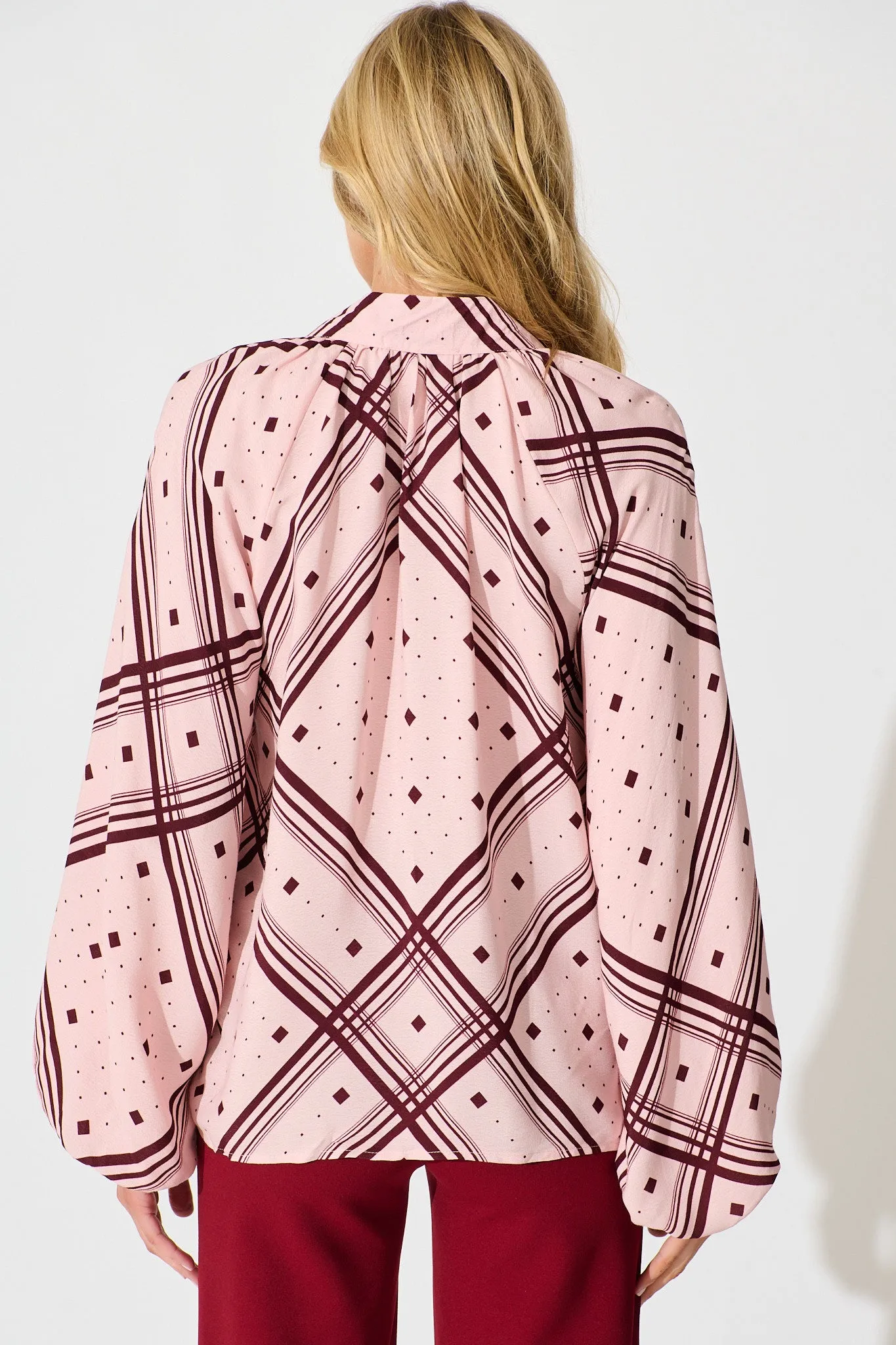 Marcella Top in Pink with Wine Print sold by St Frock product image thumbnail 3