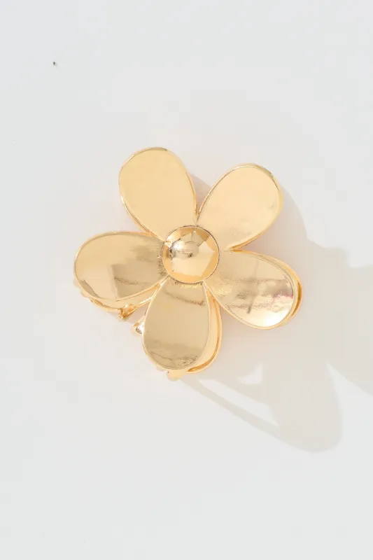 Daisy Metal Hair Claw in Gold sold by St Frock