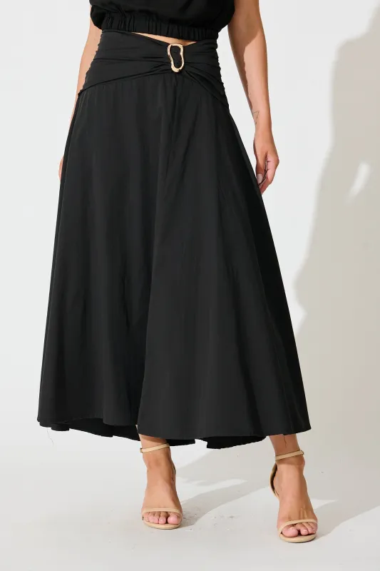 Dusk to Dawn Maxi Skirt in Black Cotton sold by St Frock