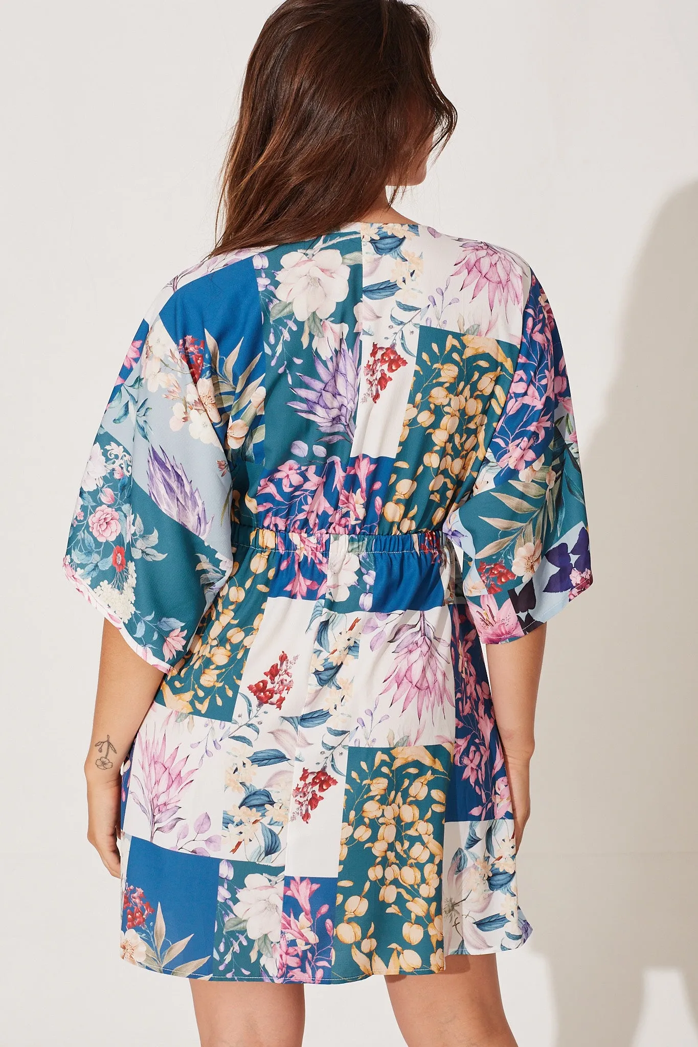 Ava Dress In Dark Green Patch Floral sold by St Frock product image thumbnail 5