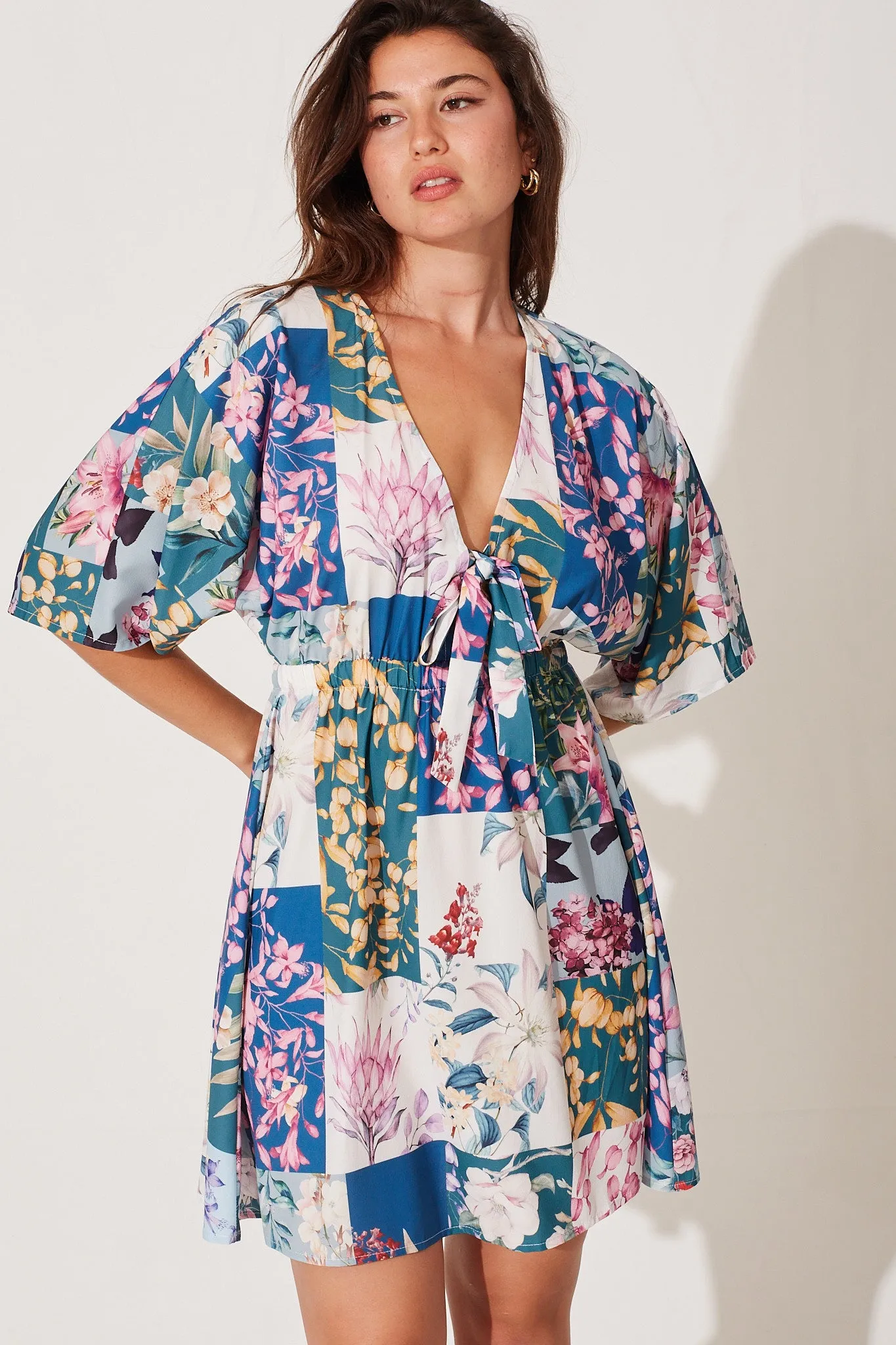 Ava Dress In Dark Green Patch Floral sold by St Frock product image thumbnail 3