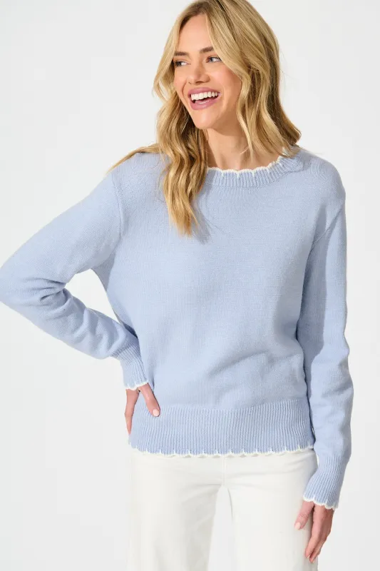 Love language Knit in Blue Wool Blend sold by St Frock