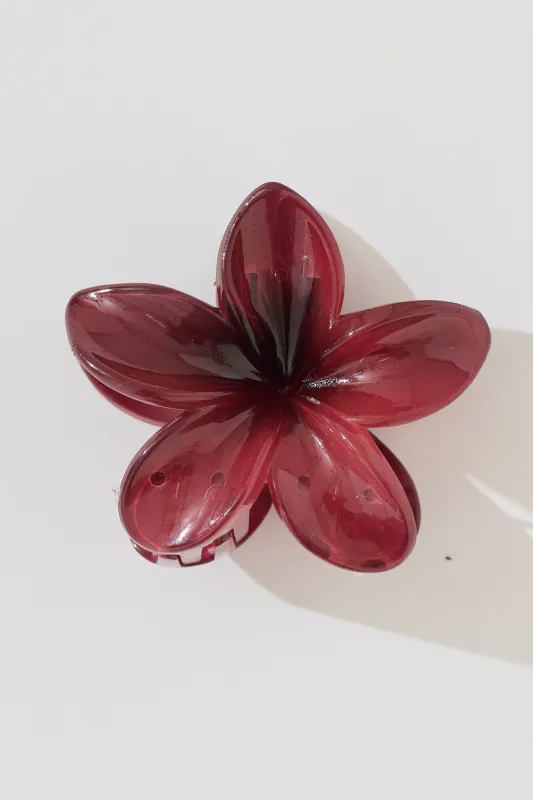 Frangipani Hair Claw in Wine Red sold by St Frock
