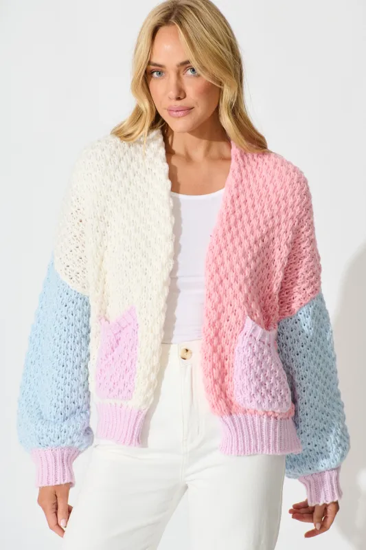 Mira Knit Cardigan In Pastel Multi Wool Blend sold by St Frock
