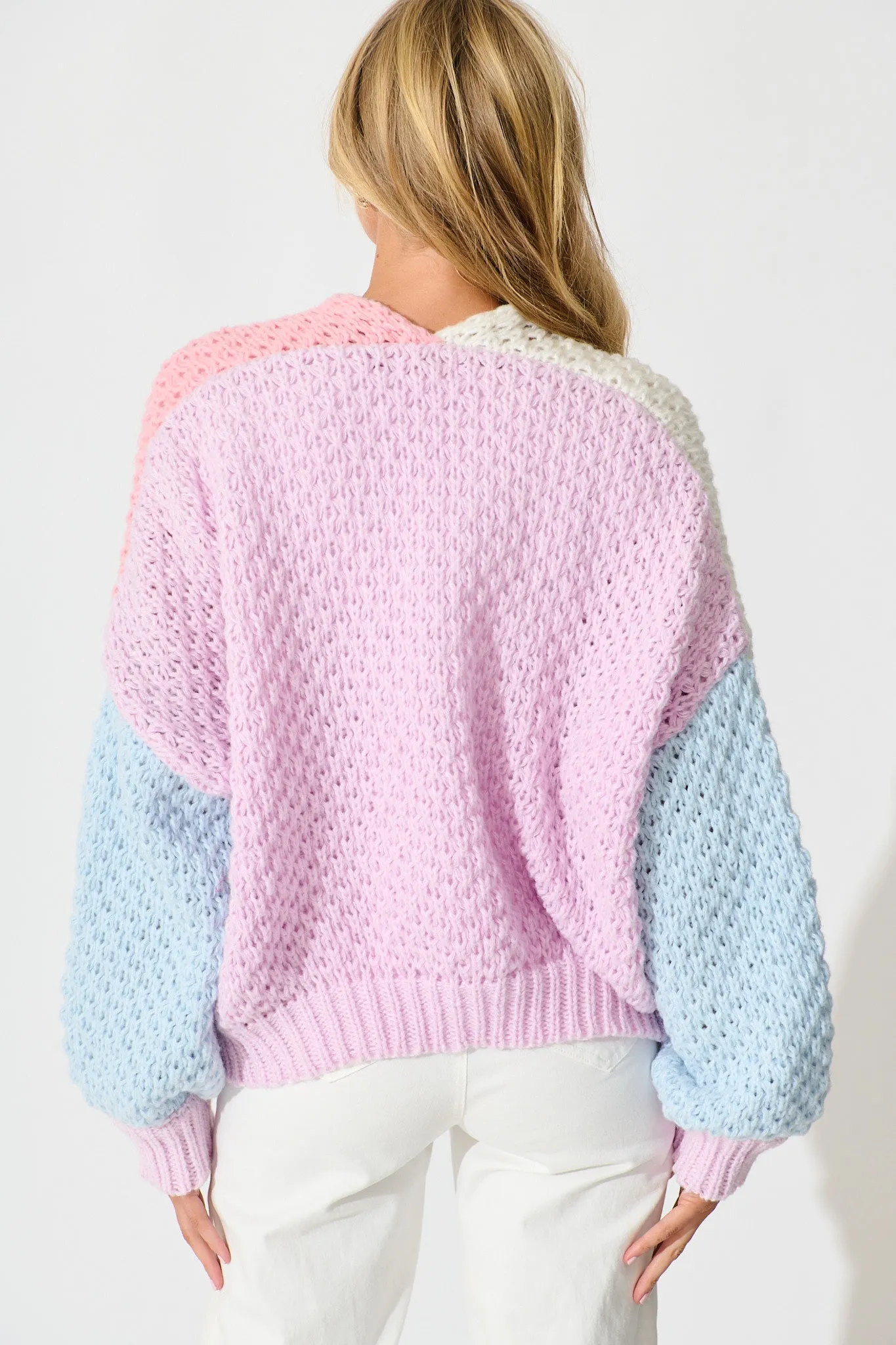 Mira Knit Cardigan In Pastel Multi Wool Blend sold by St Frock product image thumbnail 3