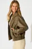 Look Twice Bomber Jacket in Brown Leatherette sold by St Frock