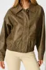 Look Twice Bomber Jacket in Brown Leatherette sold by St Frock