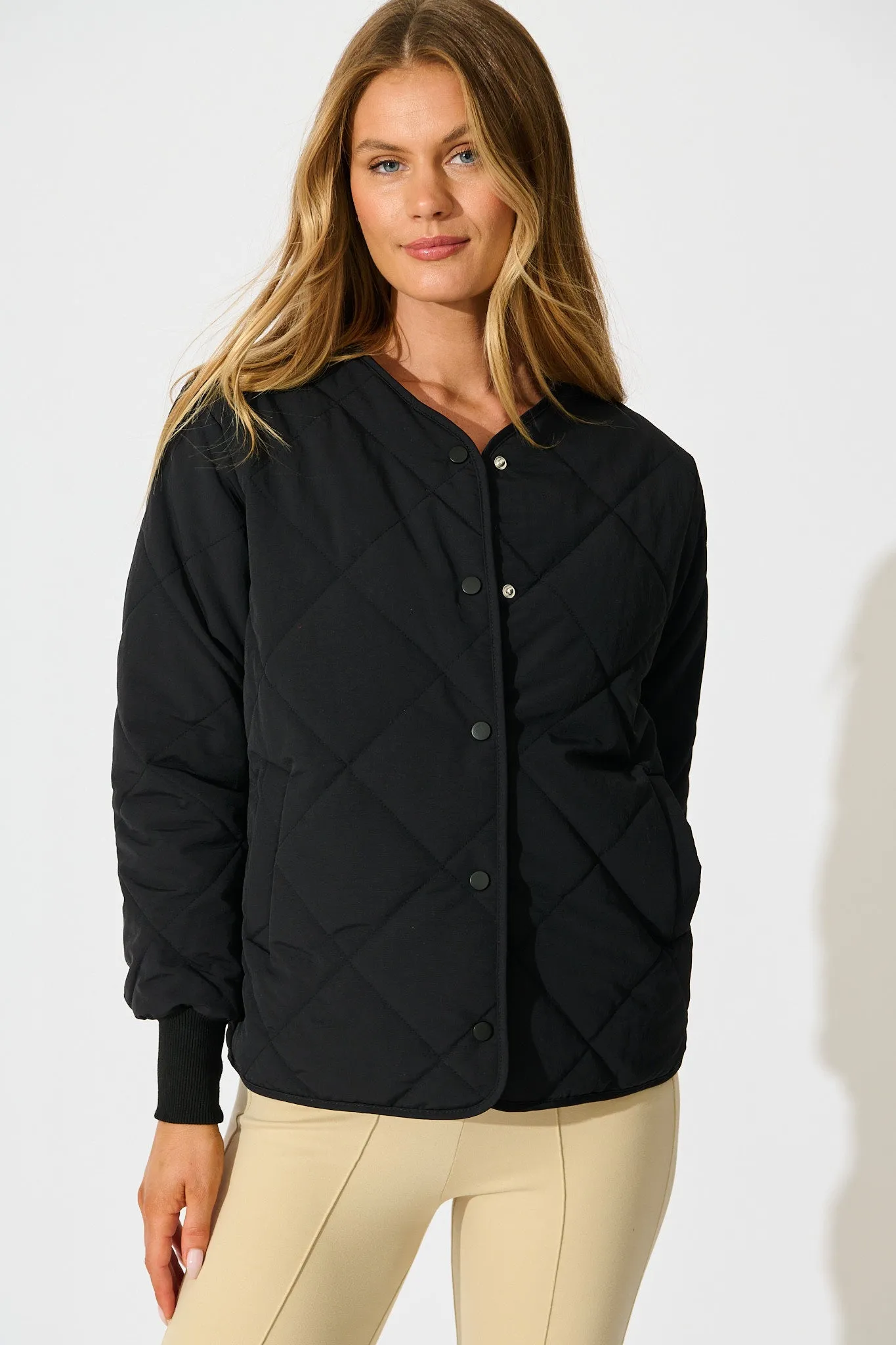 Most Wanted Quilted Jacket in Black sold by St Frock