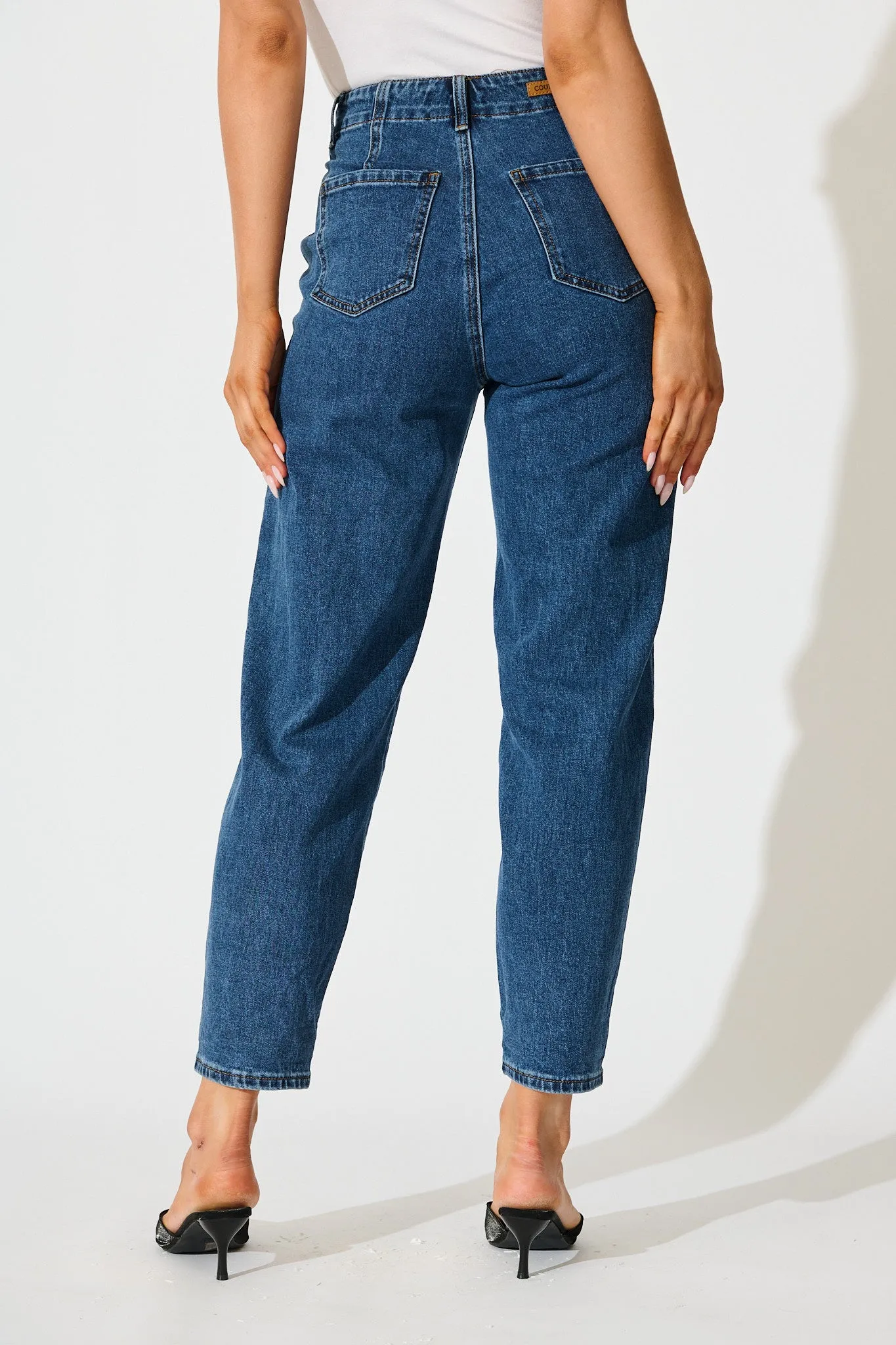 Rosalia High Rise Straight Leg Jean in Dark Blue Denim sold by St Frock product image thumbnail 3