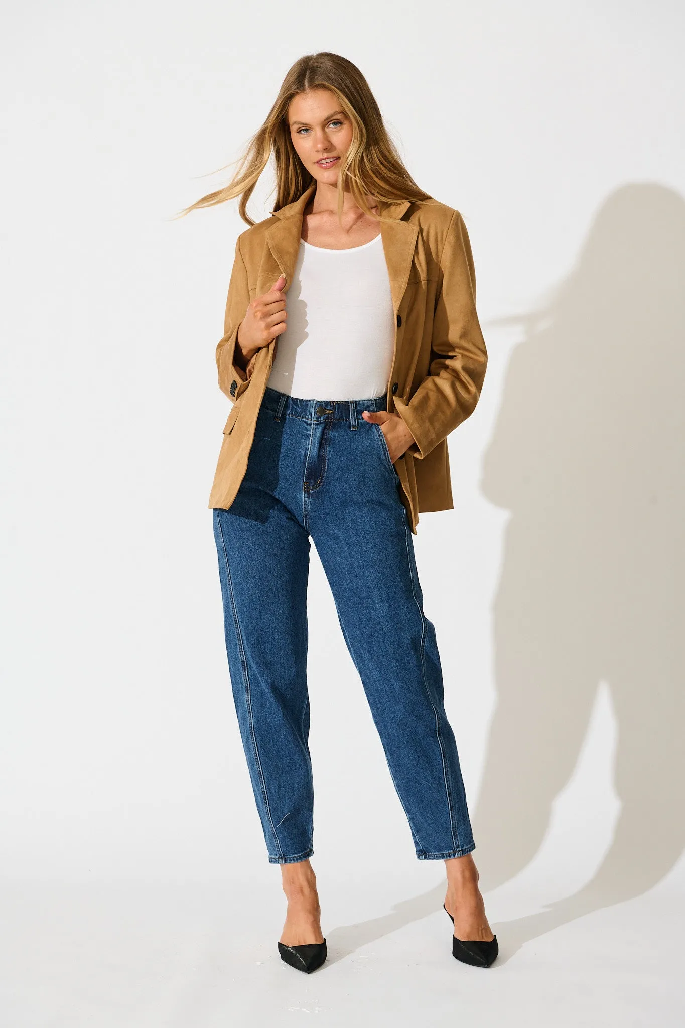 Rosalia High Rise Straight Leg Jean in Dark Blue Denim sold by St Frock product image thumbnail 4