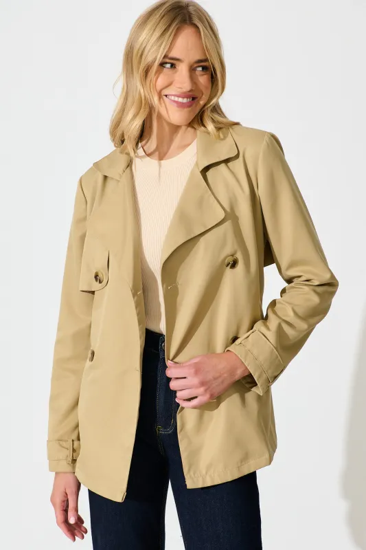 Drew Trench Jacket in Beige sold by St Frock