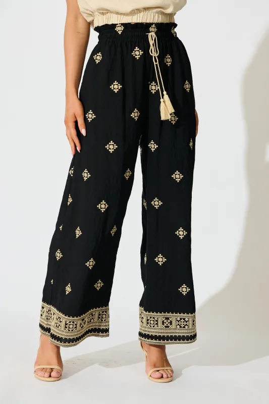 Katana Pant in Black Embroidery sold by St Frock