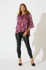 Bettina Top in Wine Floral Plisse sold by St Frock
