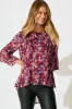 Bettina Top in Wine Floral Plisse sold by St Frock