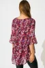 Bettina Top in Wine Floral Plisse sold by St Frock