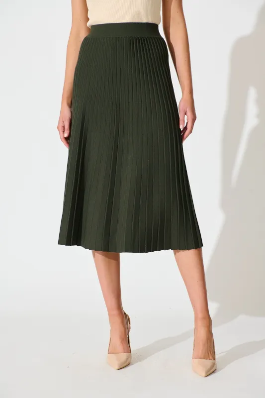 Empire Midi Knit Skirt in Emerald sold by St Frock