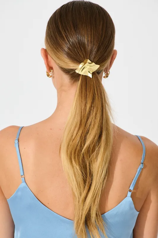 Terra Metal Ponytail Hair Tie in Gold sold by St Frock