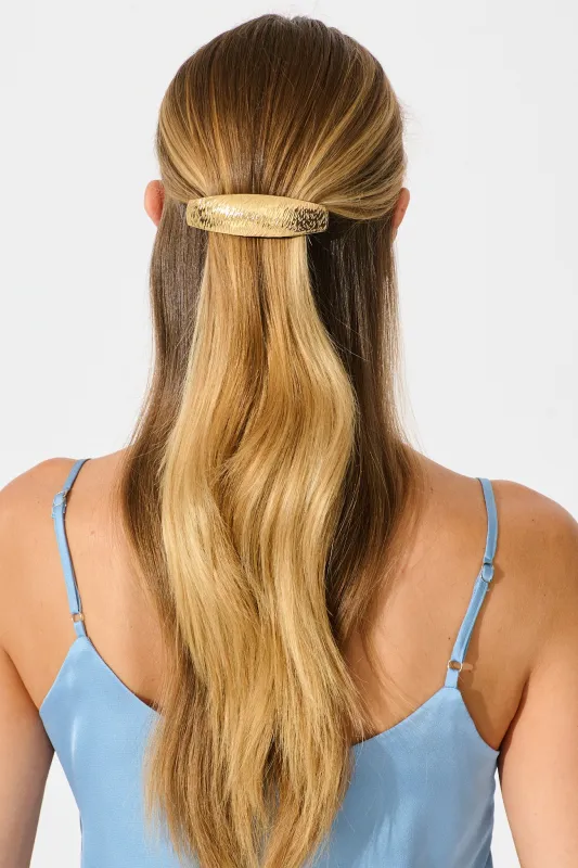 Barry Barrette Hair Clip in Textured Gold sold by St Frock