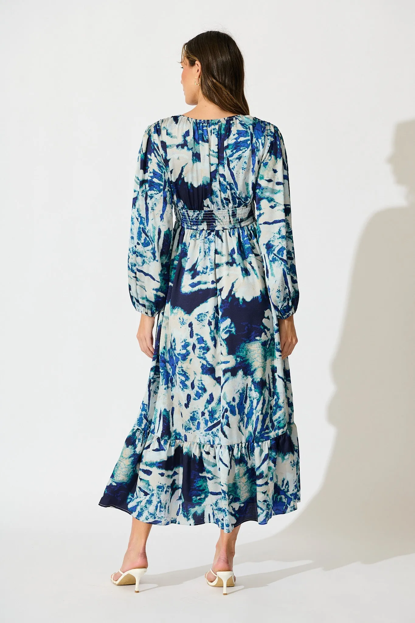 Lost In Wonderland Maxi Dress in Cream with Navy Satin sold by St Frock product image thumbnail 4