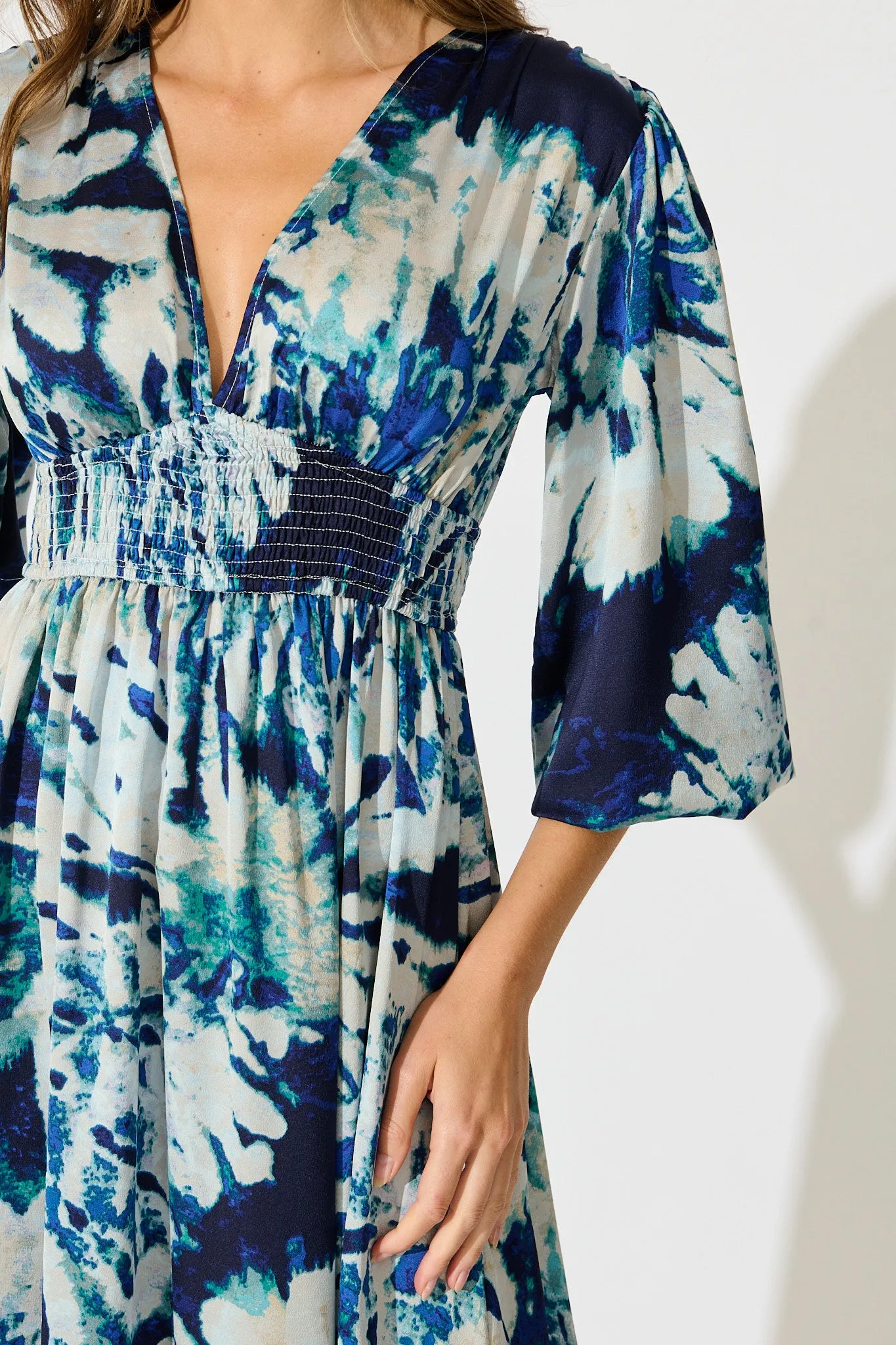 Lost In Wonderland Maxi Dress in Cream with Navy Satin sold by St Frock product image thumbnail 5