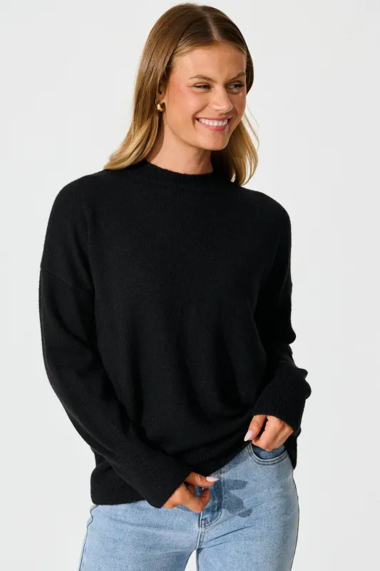 Nessa Knit In Black Wool Blend sold by St Frock