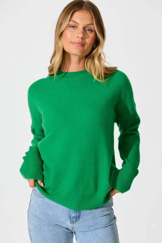 Nessa Knit In Green Wool Blend sold by St Frock