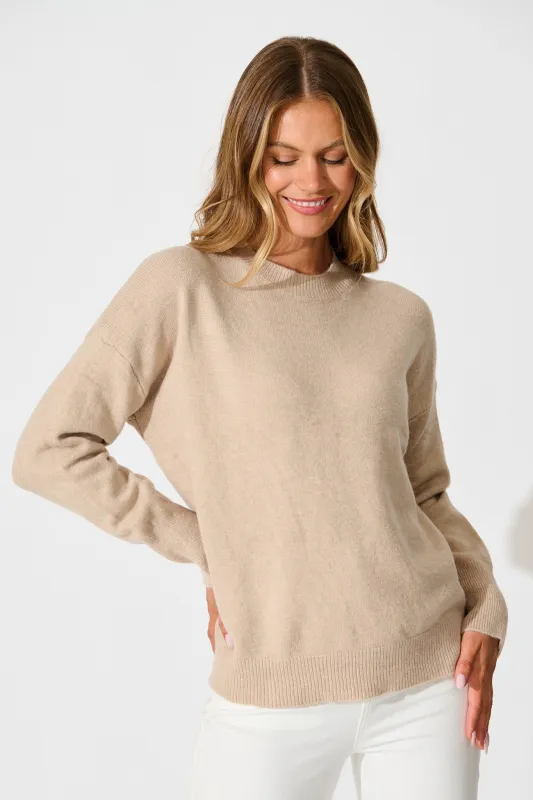 Nessa Knit In Beige Wool Blend sold by St Frock