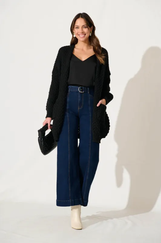 Tranquil Knit Cardigan In Black Wool Blend sold by St Frock