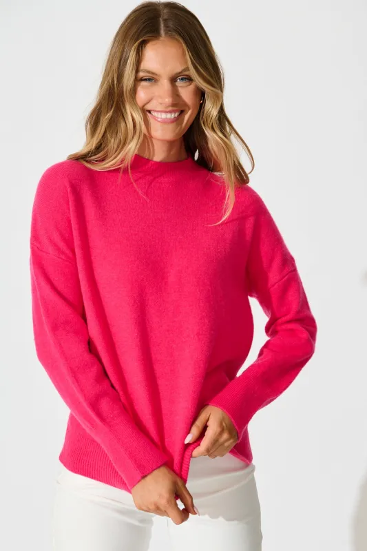 Nessa Knit In Magenta Wool Blend sold by St Frock